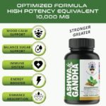 Organic Ashwagandha 1000 mg - 90 Vegan Capsules - Pure Organic Ashwagandha Powder and Root Extract Capsules - Stress Relief, Mood Enhancer - Image 4