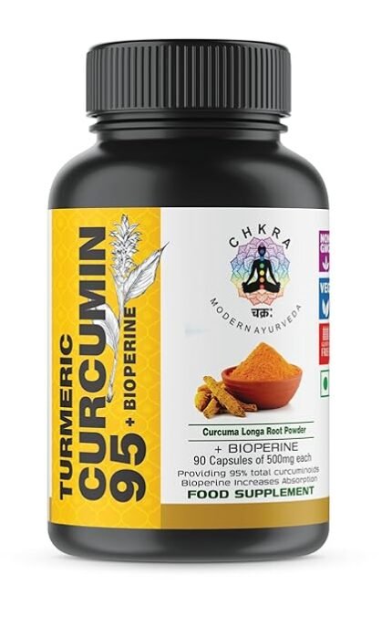 Turmeric Curcumin with BioPerine 95% Curcuminoids 500mg - Black Pepper for Max Absorption, Joint Support - Tumeric Supplement, Vegan Herbal Extract, Non-GMO, 90 Capsules