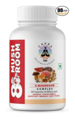 Mushroom Supplement 8 Mushroom Complex - 90 Capsules - Lions Mane, Turkey Tail, Cordyceps, Ganoderma(Reishi), Shitake, Maitake, Chaga, Oyster Mushroom Powder Extract- Immune Support, Brain Boost