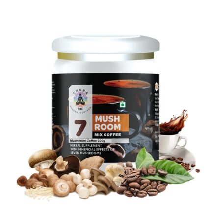 Organic Mushroom Coffee Powder – Lion’s Mane, Chaga, Cordyceps, Reishi, Shiitake, Maitake, Turkey Tail | Adaptogen Coffee for Energy, Focus & Immunity | 55 Servings, 100g